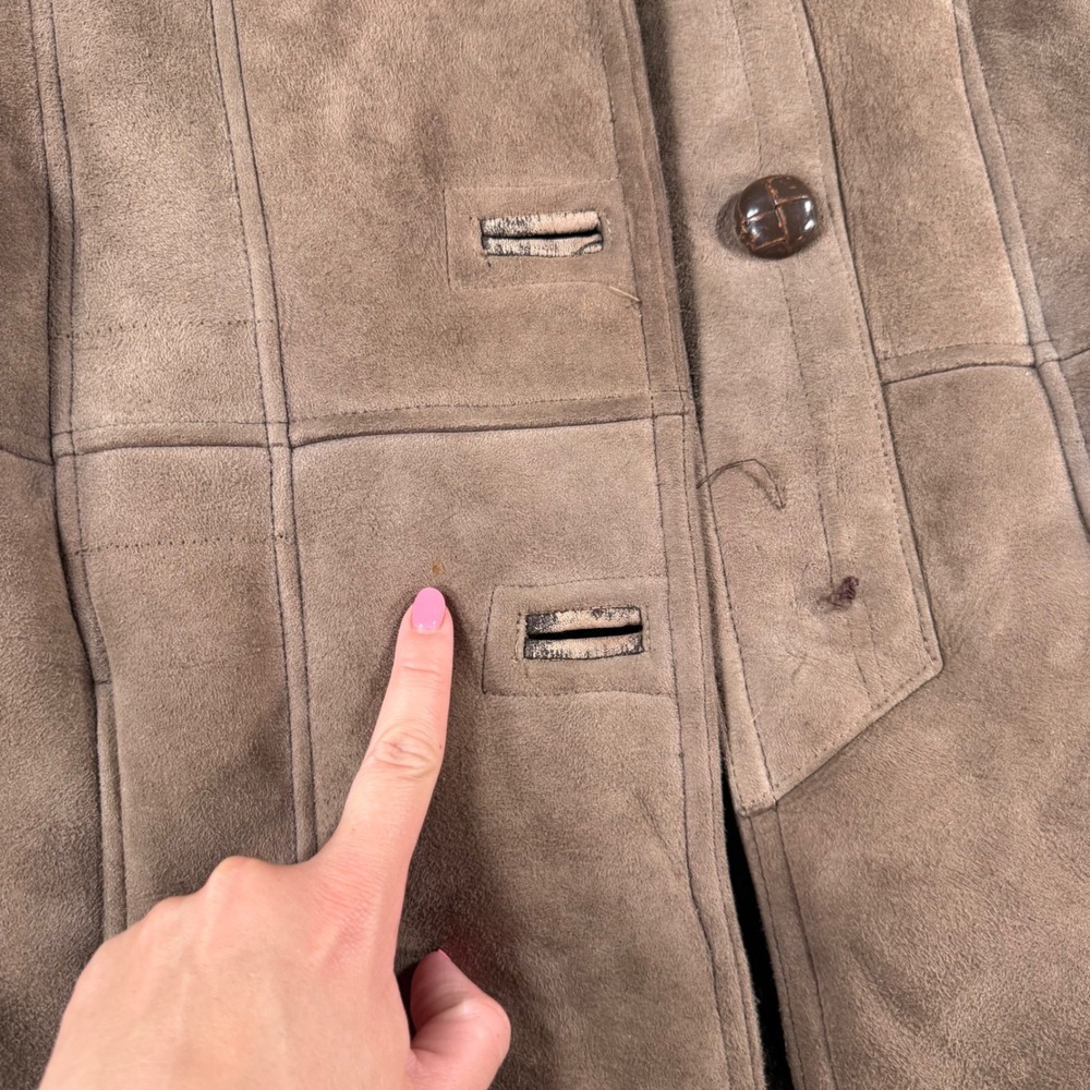 Oakleaf Leatherwear Jacket Women 38 Brown Suede Penny Lane Boho Shearling Coat - Picture 3 of 14